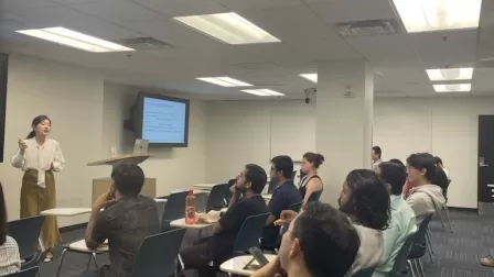 Hangcen Zou speaks at her graduate student seminar in jolley hall
