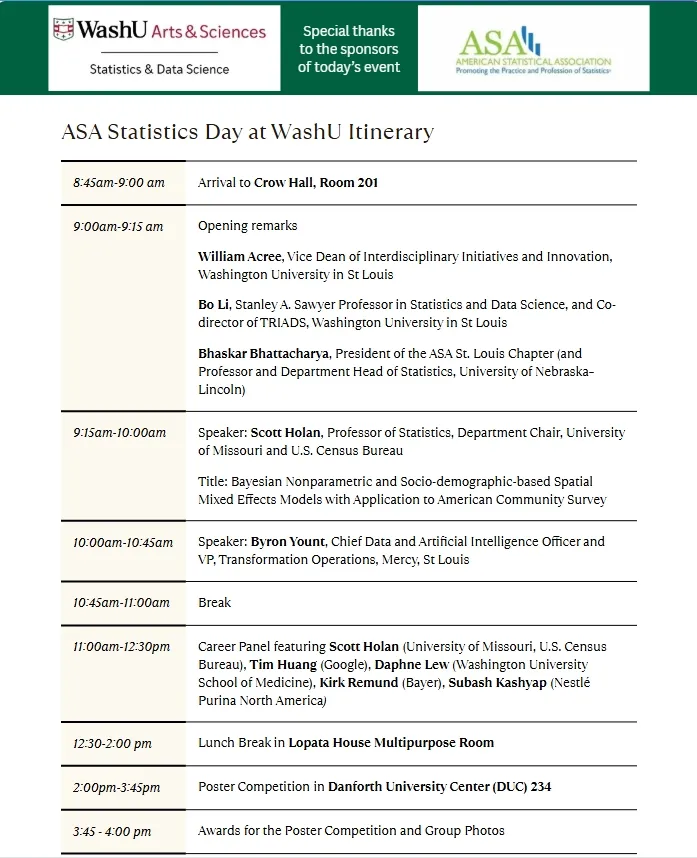 ASA Statistics Day Itinerary