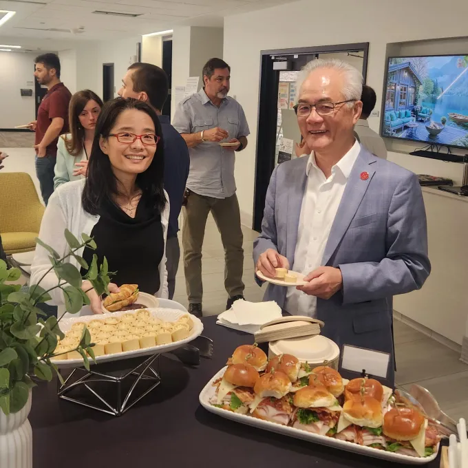 Dean Feng Sheng Hu and Bo Li at the LEC/SDS Reception